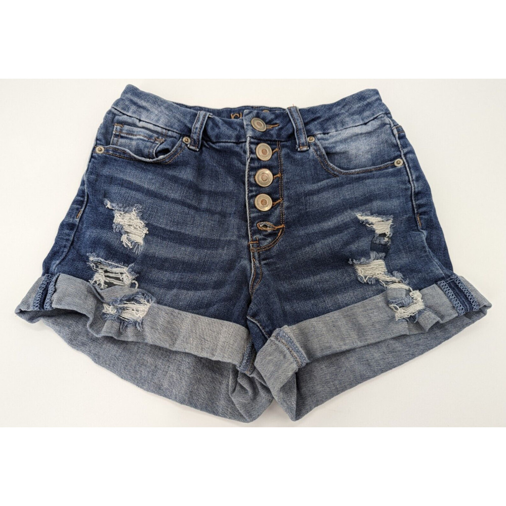 Rue21 Ladies Curvy High Waist Distressed Stretch Button Fly Shorts Size 4